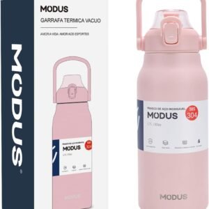 MODUS Garrafa Térmica De Grande Capacidade Em Aço Inoxidável Com Canudo 1700ML (Rosa)