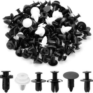 Kit 100 Presilhas Automotivas Universais – Grampos de Fixação para Parachoque, Forro de Porta, Parabarro, Capô – Compatível com Diversos Modelos de Carros