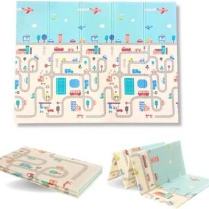 TAPETE TATAME INFANTIL EMBORRACHADO DOBRÁVEL MACIO 1,2×1,8M PISTA URSOS ESTAMPAS VARIADAS SENSORIAL (CIDADE/PISTA)