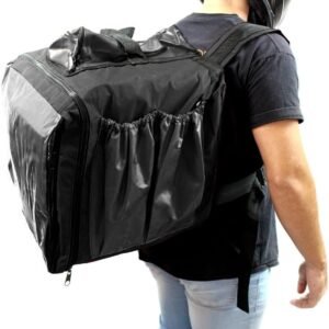 Capa Mochila Bag para Delivery e Entrega de Pizza Lanche Marmita sem Isopor 45 Litros para Motoboy Moto Aplicativo (Preto)