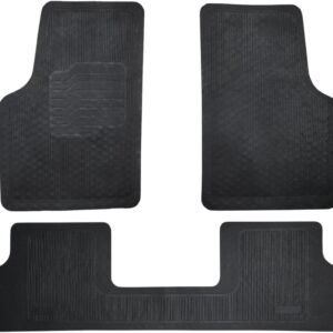 Tapete Borracha Automotivo Universal Para Carro Com Traseira inteiriça Jogo com 3 peças-Preto