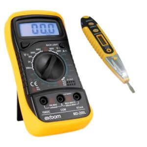 Multímetro Digital Profissional com Caneta Detectora de Voltagem e Corrente – Alta Precisão, Display LCD Iluminado, Funções Múltiplas para Uso Doméstico e Automotivo