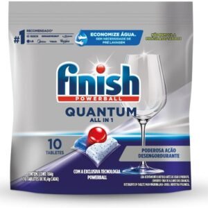 Finish Powerball Quantum, Detergente para Lava Louças em Tabletes, 10 Tabletes
