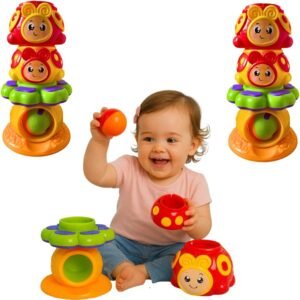 Brinquedo Educativo Joga Bolinha Joaninha Encaixar Monta Desmonta Colorido Brinquedos Para Bebe 1 ano