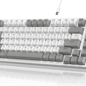 Attack Shark Ajazz AK820 75% Teclado mecânico para jogos com botão Hot Swappable Custom Junta Montado Teclado USB-C com Fio Branco LED Linear AS Vermelho Interruptor para PC/Win/Mac