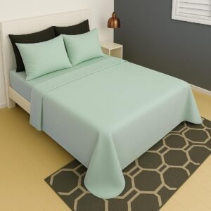 Lençol Casal Sem Elástico Superior Malha Liso 100% Algodão (Verde Menta)