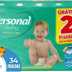 Fralda Infantil Personal Baby Protect e Sec G Mega 9x34pads Leve 34 pague 32 Unidades