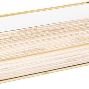 LYOR – Bandeja de Metal Dourada com Palha 15Cm x 25Cm x 3Cm