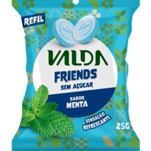 Pastilhas Valda Friends com Mentol e Eucaliptol – Sem Açúcar (Sabor Menta) – Refrescância Instantânea – Kit com 10 Sachês de 25g/cada