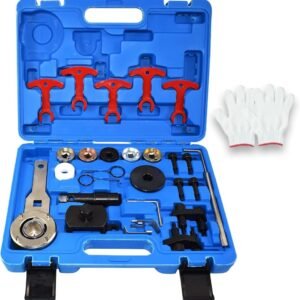 Kit de Ferramentas de Sincronismo do Motor Virabrequim e Árvore de Cames – Compatível com VW/Audi 1.8 2.0 TSI TFSI – 28 Peças para Reparo Profissional – Inclui Estojo e Luvas