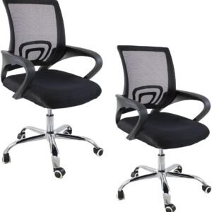 Kit 2 Cadeiras de Escritorio Begonia Tela Mesh Ergonomico – Preto