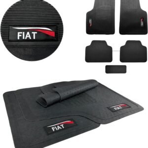 Jogo de Tapete Borracha Automotivo Universal Compativél para Uno Mile Way Argo Palio Fire Attractive Strada Working Trekking Toro Siena Mobi Idea Doblo 5 Peças Bordado Com Logo