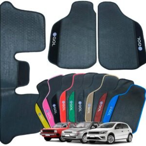 Tapete Automotivo Gol G8 G7 G6 G5 G4 G3 G2 G1 Borracha 3 Peças Detalhe em Carpete Personalizado Gol Bola Quadrado (PRETO)