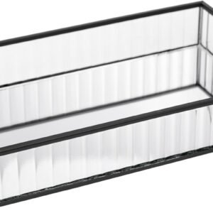 LYOR – Bandeja de Metal com Espelho Preta 15Cm x 25Cm x 4Cm