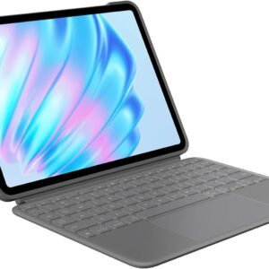 Capa com Teclado Logitech Combo Touch iPad Air 11″ (M2 & M3) e 5ª geração, Teclado Retroiluminado Destacável com Suporte, Touchpad Integrado Click-Anywhere e Carregamento via Smart Connector – Cinza