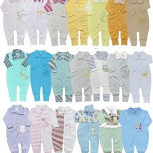 Kit c/3 Macacões Suedine vira pé c/Bordado 100% Algodão Enxoval Bebê