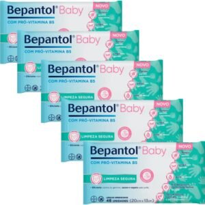 Kit 5 Lenços Umedecidos Proteção Antibac 48un cada Bepantol
