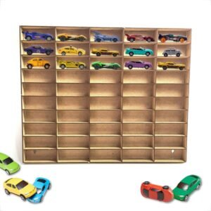 Porta Carrinhos Expositor 50 Espaços Universal em MDF Cru Fixo de Parede