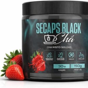 Secaps Black Chá Misto Solúvel, Sabor Morango, 150g, 30 Porções