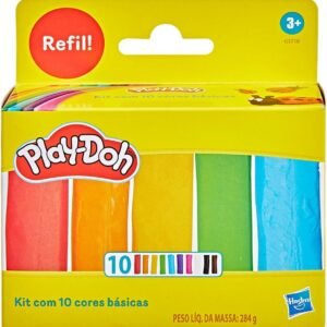 Play-Doh Kit com 10 cores básicas de massinha, refil, presente e lembrancinha de amigo secreto para crianças acima de 3 anos