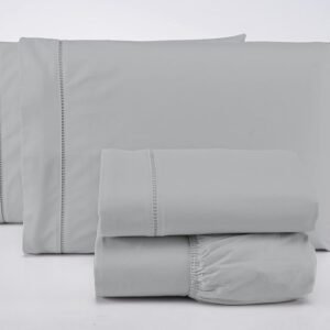 Jogo Lençol Casal 3 Peças 400 Fios 100% Algodão Premium (Cinza)