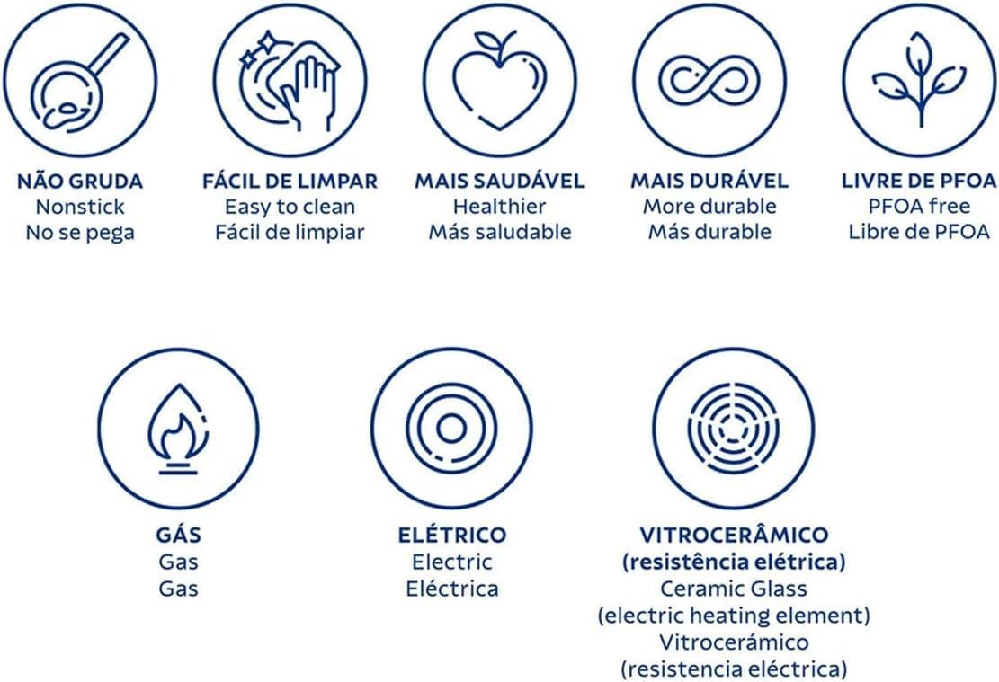 Jogo de Panelas Tramontina Turim em Alumínio com Revestimento Interno e Externo em Antiaderente Starflon Max Vermelho 11 Peças - Imagem 6