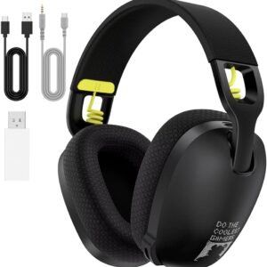 ONIKUMA GAMING Headset Gamer sem Fio para PS5, PS4, PC, 2.4GHz USB e Bluetooth 5.3, Preto, Over Ear