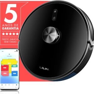 Lilin Robô aspirador de pó X6 com navegação LIDAR, 110/220V Bivolt, Aspirador Robótico com tanque de água e poeira integrado, Recarga automática e retoma a limpeza, Salve vários mapas, Do Brasil