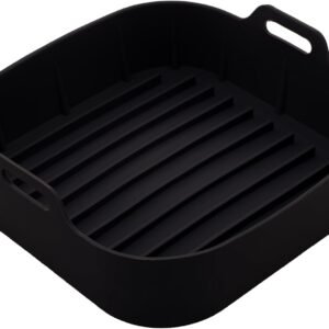 LYOR – Forma Quadrada de Silicone para Air Fryer Preta 16cm x 5,5Cm