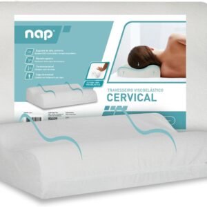 Nap Travesseiro Nasa Ortopédico Cervical D40 12/10cm de altura Suporte ergonômico com tratamento Alergo Free Anti ácaro, anti fungo e anti bactéria para fronhas 50x70cm – Bege