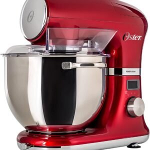 Oster Batedeira Planetária Digital, Bowl Inox, 5L, 110V, Vermelha, 1000W, OBAT911