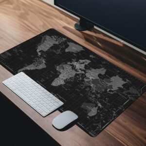 Mouse Pad Gamer Com Estampa Tema Mapa Mundi Extra Grande 90×40 cm com Bordas Costuradas e base Antiderrapante Desk Pad para Teclado Mouse Notebook PC