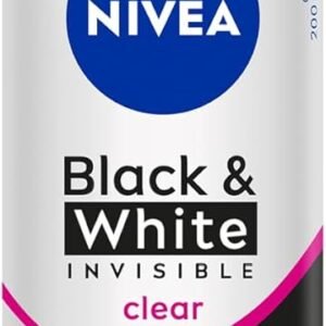 NIVEA Desodorante Antitranspirante Aerossol Black & White INVISIBLE Clear 200ml, Proteção 72h, Contra Suor e Odor, Anti-manchas