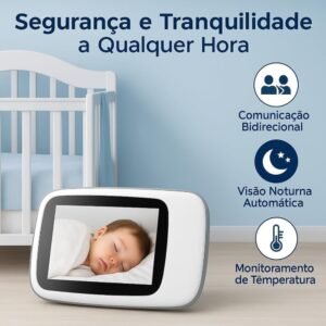 Babá Eletrônica com Câmera para Bebês, Tela 3.2″, Visão Noturna Infravermelha 10M, Áudio Bidirecional, Detecção de Som VOX, Monitoramento de Temperatura, Canção de Ninar Babá Eletrônica com Câmera para Bebês, Tela 3.2″, Visão Noturna Infravermelha 10M, Áudio Bidirecional, Detecção de Som VOX, Monitoramento de Temperatura, Canção de Ninar