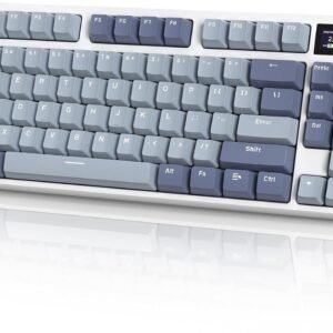 ATTACK SHARK K86 Teclado mecânico sem fio RGB para jogos, teclado com fio 2.4 GHz/BT5.0/USB-C, Layout 75% TKL com tela colorida TFT HD de 1.2” e botão CNC, interruptor linear TTC Hot-Swap(Roxo)