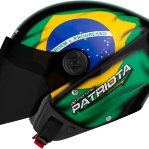 Pro Tork Capacete Aberto New Liberty Three Patriota Brasil Tam. 56 Viseira Fumê Preto/Verde