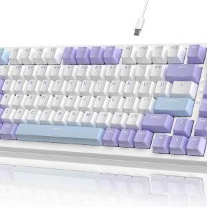 Attack Shark ajazz AK820 75% Teclado mecânico para jogos com fio com botão Hot Swappable RGB Junta Mount Linear Sea Salt Switch para PC/Win/Mac-Roxo/Azul