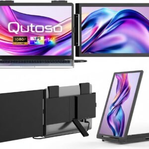 Armazém Brasil, Extensor de tela portátil, 14″ 1080P Dual Screen, Monitor portátil de rotação de 250 ° para laptop, Travel Display para laptop 14-16 ” com porta USB-C/HDMI, Plug & Play