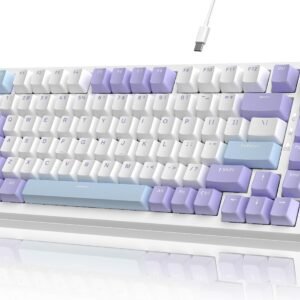 ATTACK SHARK x AJAZZ AK820 Teclado mecânico para jogos RGB com fio e botão CNC,layout 75% ANSI,junta de 82 teclas,5 espumas de absorção de som,interruptor linear hot-swap,para PC MAC (Azul Roxo)