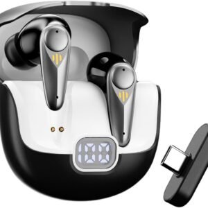 Basike Fone de Ouvido Gamer Sem Fio Bluetooth 5.4, Headset 2.4GHz com Baixa Latência 30ms, Mic ENC, Display LED, Receptor Type-C – PS5/4, Switch, PC, Steam Deck e VR – Preto Basike Fone de Ouvido Gamer Sem Fio Bluetooth 5.4, Headset 2.4GHz com Baixa Latência 30ms, Mic ENC, Display LED, Receptor Type-C – PS5/4, Switch, PC, Steam Deck e VR – Preto