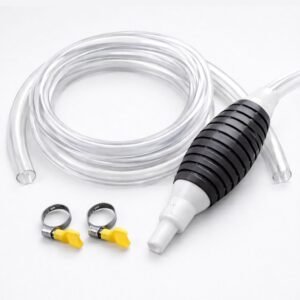 Bomba de Sucção Manual com Mangueira + 4 Abraçadeiras Borboleta – Transferência de Gasolina, Água, Óleo e Etanol – Uso Automotivo, Doméstico e Emergencial