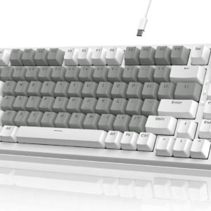 ATTACK SHARK x AJAZZ Teclado mecânico para jogos com fio, com vedação e controle de botão CNC, layout ANSI 75%, espuma de absorção de som 5, hot-swappable, retroiluminação branca (Branco e Cinza)