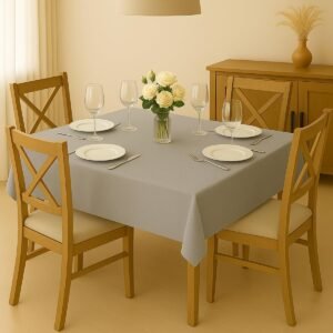 Toalha de Mesa Quadrada 4 Lugares Lisa 1,40m x 1,40m (Cinza)