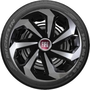 Jogo 4 Calotas Esportiva Spider Preto/Prata Aro 14 Fiat Novo Uno Vivace Way Fire Mille Argo Mobi Palio Siena Punto Linea Grand Siena