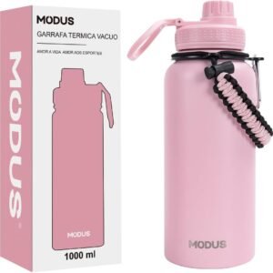 MODUS Garrafa Térmica Esportiva De Aço Inoxidável Com Isolamento A Vácuo De 1000ML (Rosa)