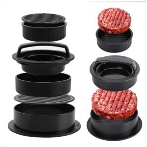 Forma Modelador De Hambúrguer e Mini Hamburguer Artesanal Profissional 3 Em 1 Cor Preto