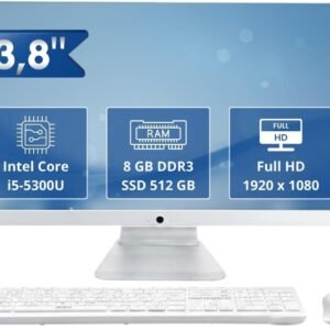 Computador All in One Grasep 23,8″ Full HD Intel Core i5-5300U, 8GB RAM, SSD 512GB M.2, com Teclado e Mouse Webcam e Microfone Integrado