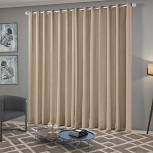 Cortina Blackout/Bleucate de Tecido Corta Para Luz Quarto e Sala 4,00m x 2,50m Altura com Ilhós Cromado Solaris – Avelã