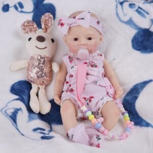 Bebê Reborn Silicone Sólido Boneca Menina Suave Olhos Castanhos 30cm Com Chupeta Magnética