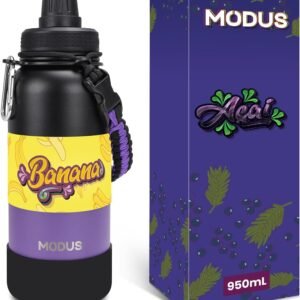 MODUS 1000mL Garrafa de Água Térmica Esportiva Inox Isolada a Vácuo com Base Emborrachada Anti Derrapante (Gradiente Preto a Roxo)